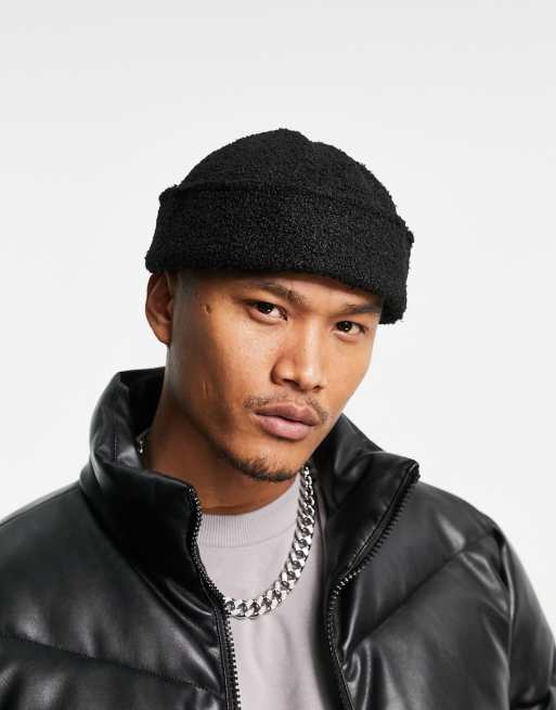 ASOS DESIGN - Fiskerhuse i sort imiteret lammeskind, 4 af 4