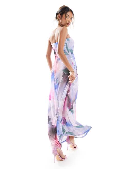 bandeau fit and flare dress Abstract Floral Bandeau Fit-and-Flare Midi Dress