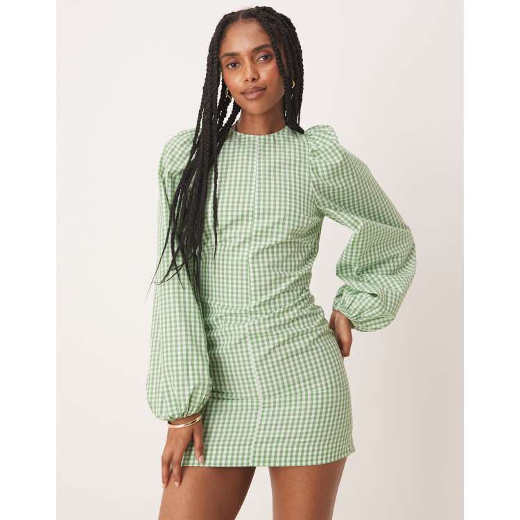 asos fit and flare midi dress ASOS DESIGN high neck midi dress with flare hem in forest green