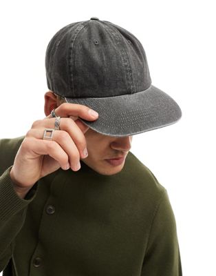 Asos Design Fitted Cap In Washed Black