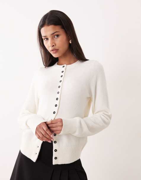 ASOS DESIGN fitted cardigan in cream - view 1