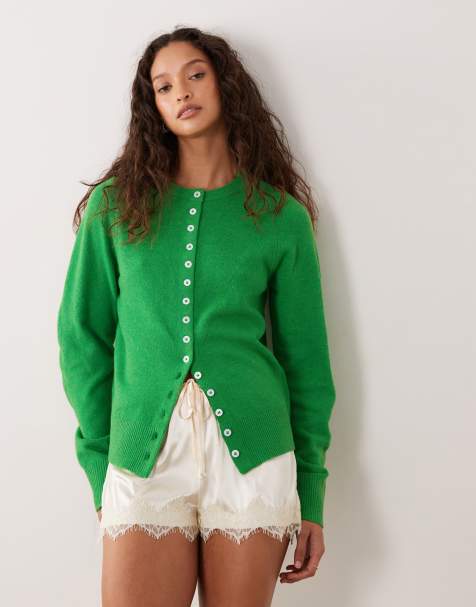 ASOS DESIGN fitted cardigan in green - view 1