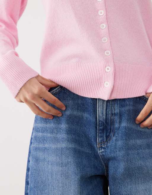 ASOS DESIGN fitted cardigan in light pink, 3 of 4