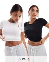 ASOS DESIGN asymmetric crop top with long sleeve and keyhole in