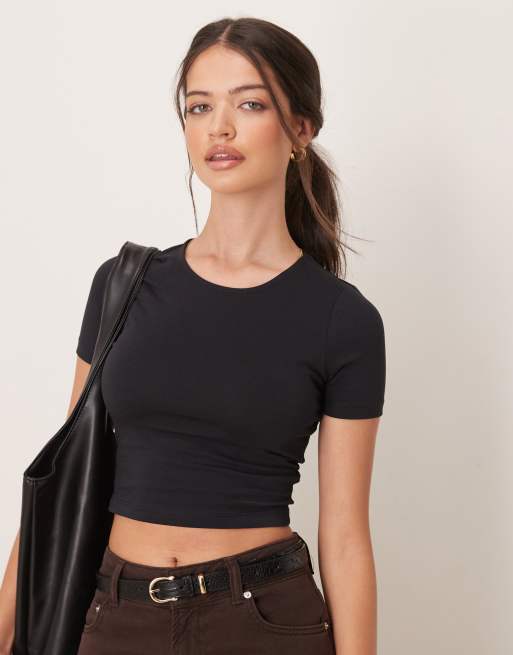 ASOS DESIGN fitted crop t shirt in black