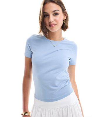 ASOS DESIGN fitted crop t-shirt in blue | ASOS