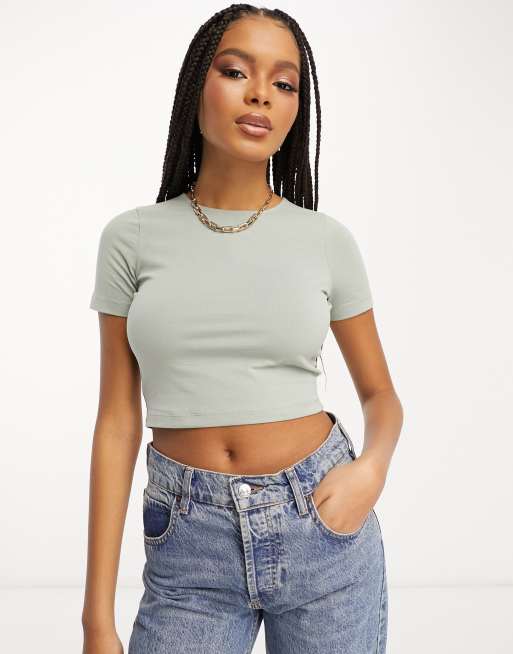 ASOS DESIGN fitted crop T-shirt in white