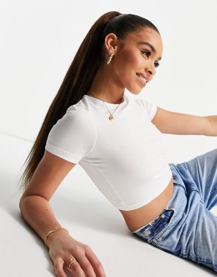 ASOS DESIGN fitted crop t-shirt in white
