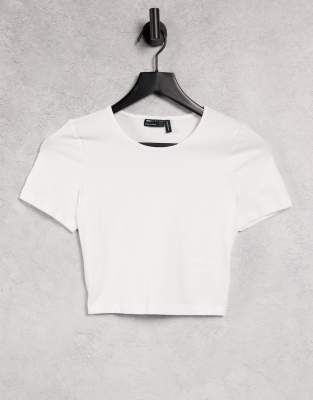Asos Design Hourglass Fitted Crop T-shirt In White In White