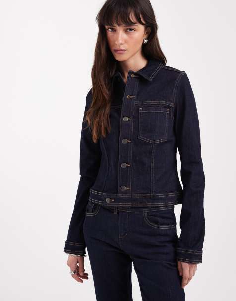 ASOS DESIGN fitted denim jacket in inky wash - part of a set - view 1