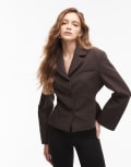 [ASOS DESIGN] ASOS DESIGN fitted high break point blazer in chocolate-Brown 16 Chocolate
