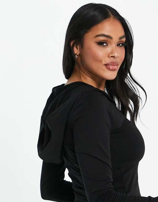 ASOS DESIGN fitted hoodie with zip in black ASOS