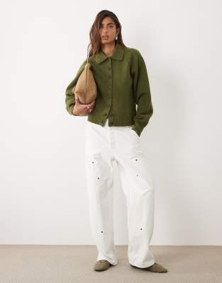 Asos Design Fitted Knit Shirt In Green