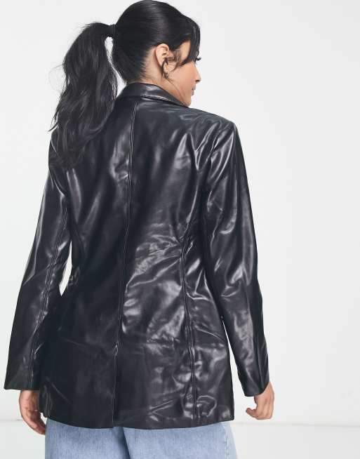 ASOS DESIGN leather look suit in black