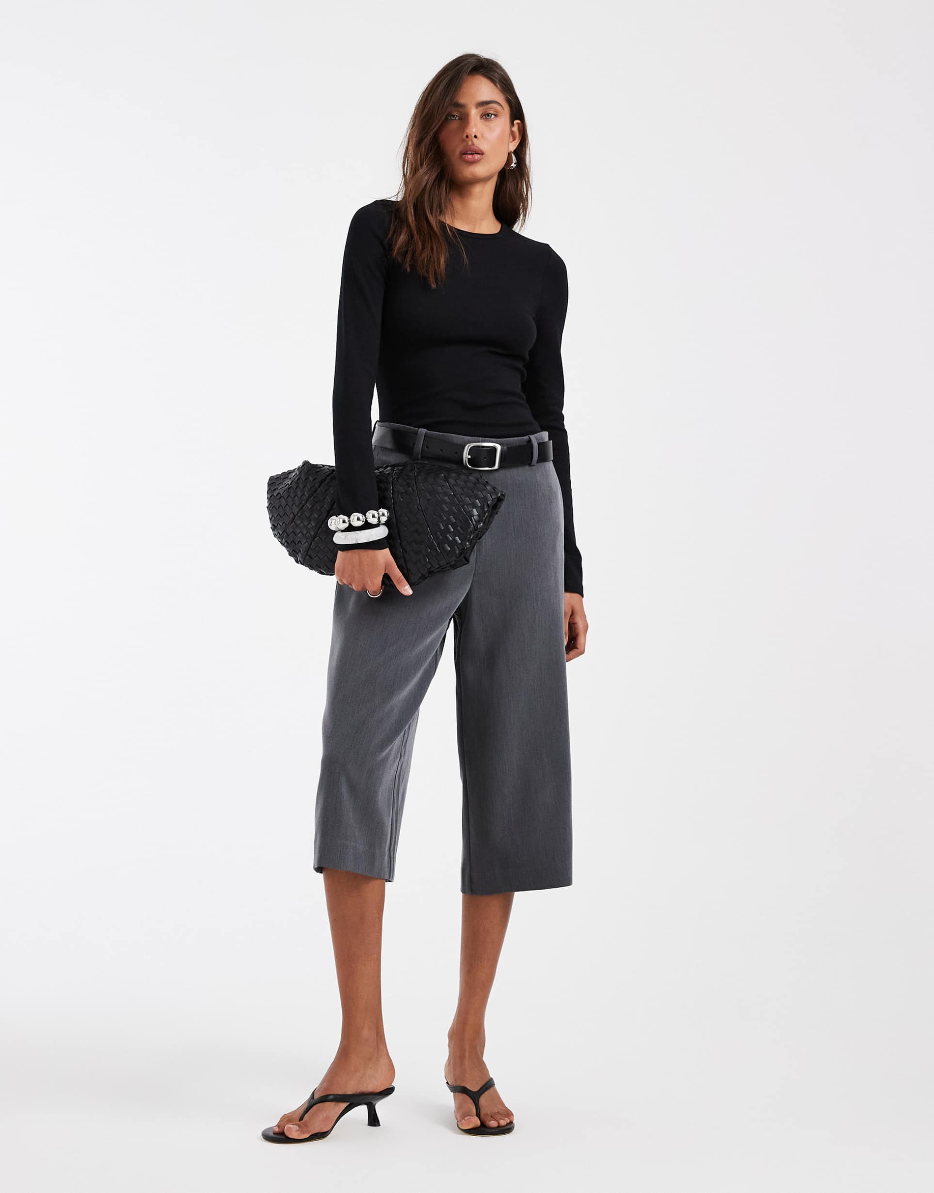 asos design fitted long sleeve top in black