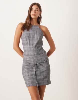 Asos Design Fitted Mini Skirt With Tie Detail In Blue