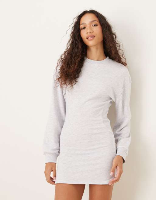 ASOS DESIGN fitted mini sweatshirt dress in heather gray