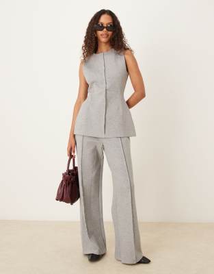 Asos Design Fitted Pintuck Corset Top In Gray