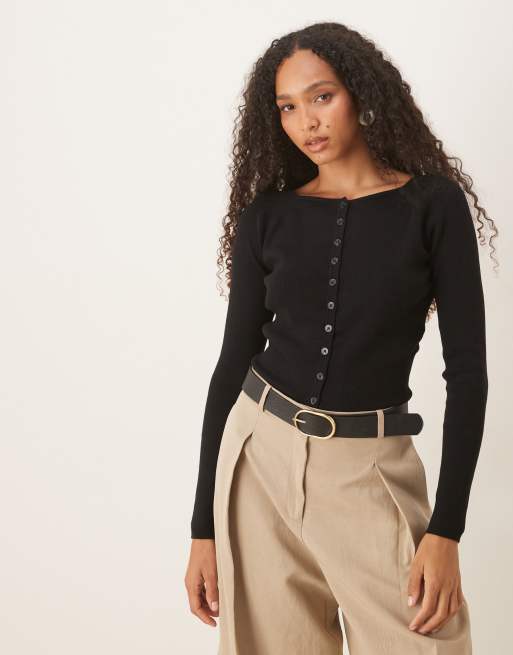 ASOS DESIGN fitted ribbed cardigan in black