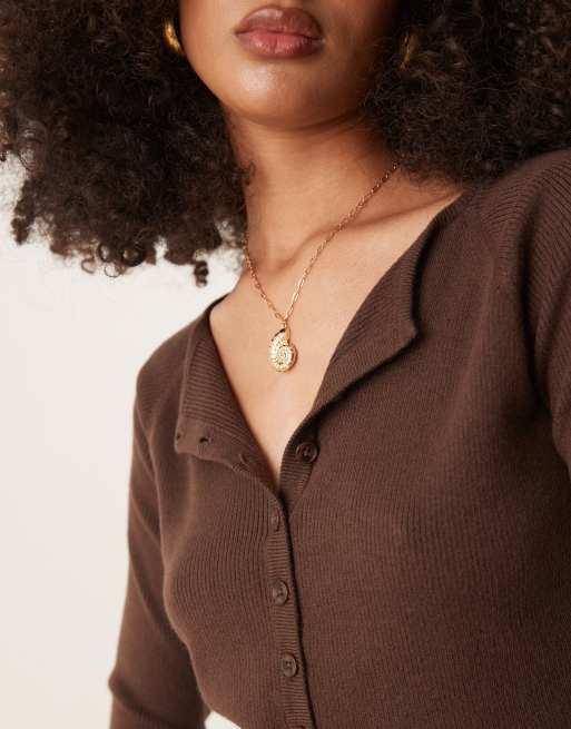 ASOS DESIGN fitted ribbed cardigan in chocolate