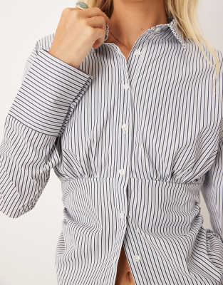 Asos Design Fitted Ruched Shirt In Multi