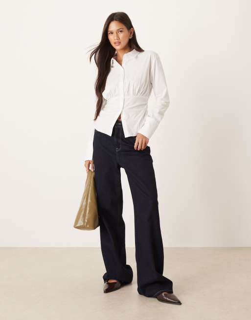 ASOS DESIGN fitted ruched shirt in white, 2 of 4