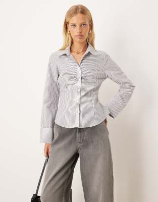 Asos Design Fitted Shirt In Gray