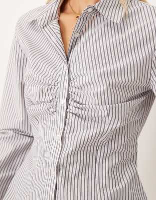 Asos Design Fitted Shirt In Gray