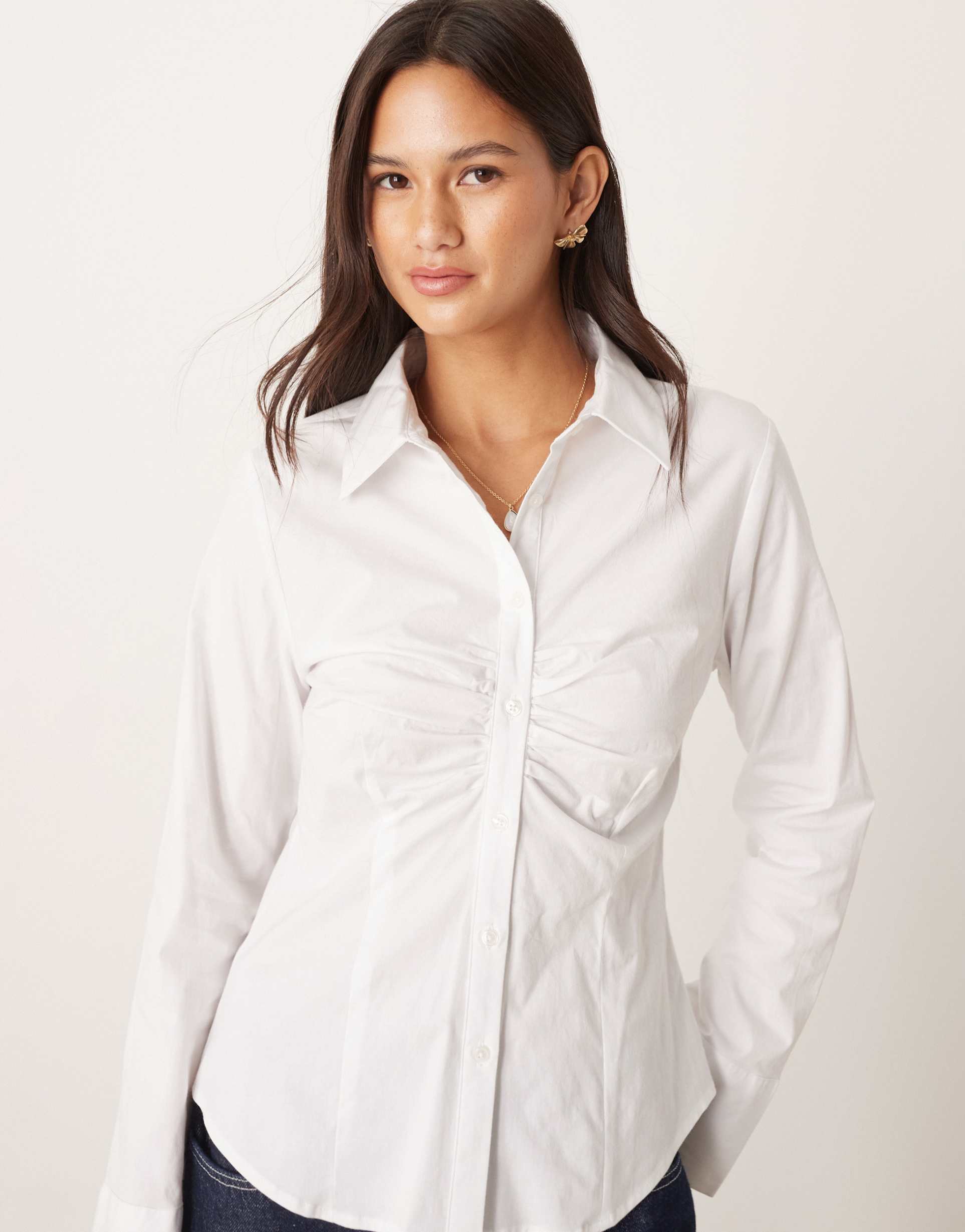 asos design fitted shirt in white