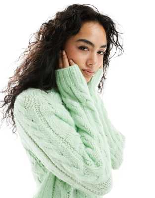 Asos Design Fitted Sweater In Pointelle Stitch In Sage-green In Green