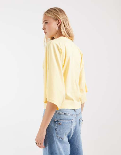 ASOS DESIGN fitted tee met vleermuismouwen in buttermilk, 4 van 4