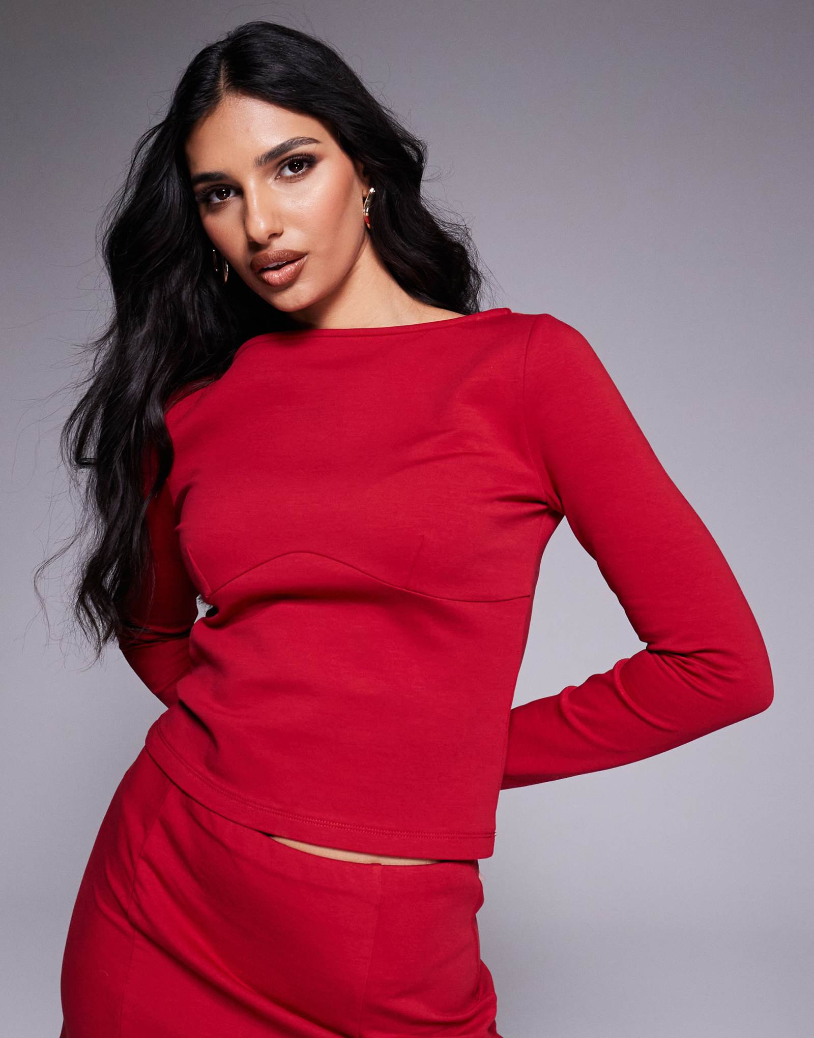 Приталенный топ ASOS DESIGN с красной отделкой в шве под грудью - часть комплекта