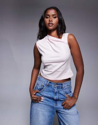 Asos Design Fitted Twist Neck Detail Top