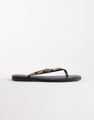 ASOS DESIGN - Fitz - Schmale Riemchensandalen mit Leopardenmuster-Bunt