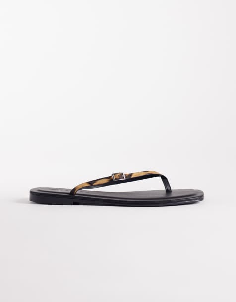 ASOS DESIGN Fitz skinny strap sandals in leopard - view 1