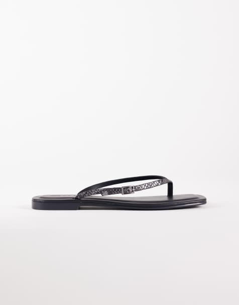 ASOS DESIGN – Fitz – Szare sandały z wąskimi paskami w wężowy wzór - view 1