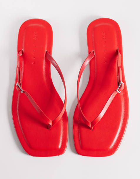 ASOS DESIGN - Fitz - Teenslipper-sandalen met skinny bandjes in rood - view 1