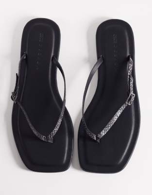 ASOS DESIGN Fitz toe thong sandals in grey snake-Multi