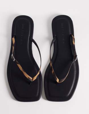Asos Design Fitz Toe Thong Sandals In Black