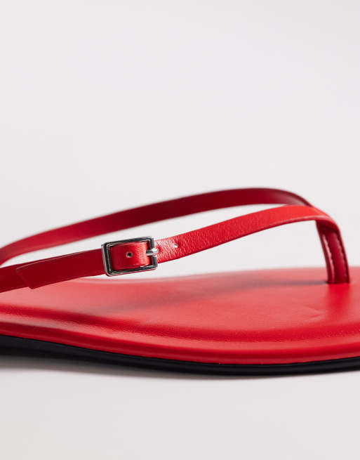 ASOS DESIGN Fitz toe thong sandals in red, 3 of 4