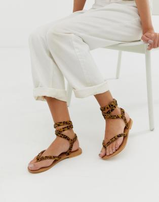 asos leopard sandals