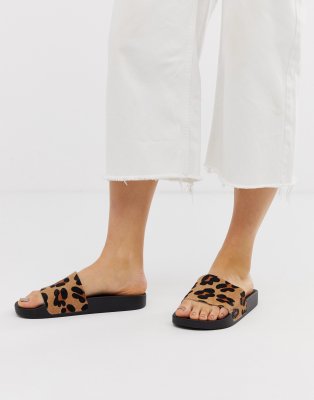 puma leopard print sliders