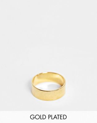 ASOS DESIGN – Flacher Ring mit 14-karätiger Vergoldung
