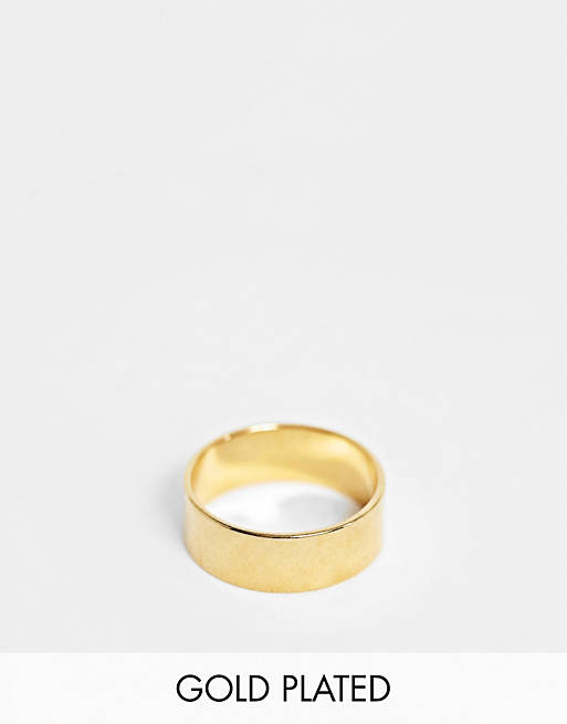 ASOS DESIGN – Flacher Ring mit 14-karätiger Vergoldung