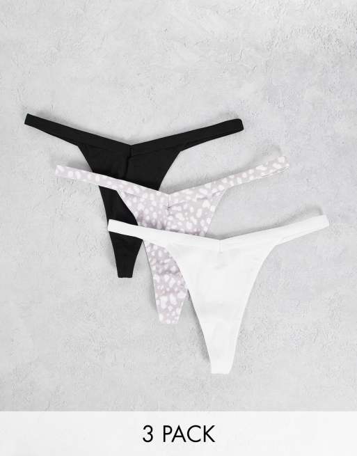 ASOS DESIGN – Fläckade stringtrosor i supermjuk bomull, 3-pack