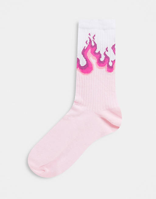 ASOS DESIGN flame calf length sock in pink