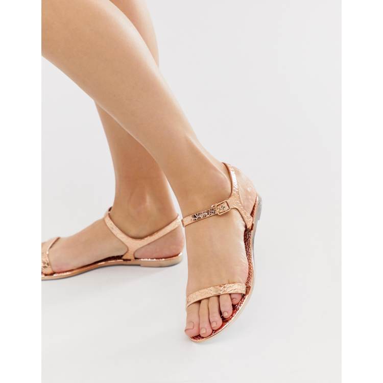 Rose gold flat online sandals uk