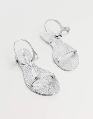 asos silver sandals flat