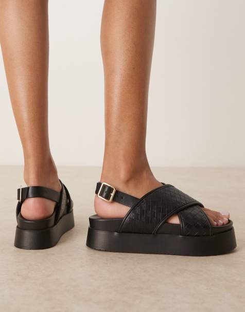 ASOS DESIGN - Flame - Sandales à semelle moulée et lanières croisées - Noir - view 1