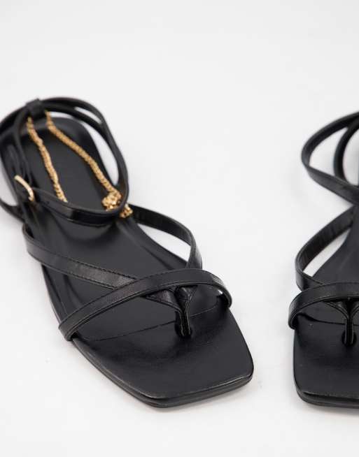 ASOS DESIGN - Flames - Platte sandalen met enkelketting in zwart, 2 van 4